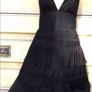 Bcbg Maxazria Black Lace Chiffon Feather Dress Sz8